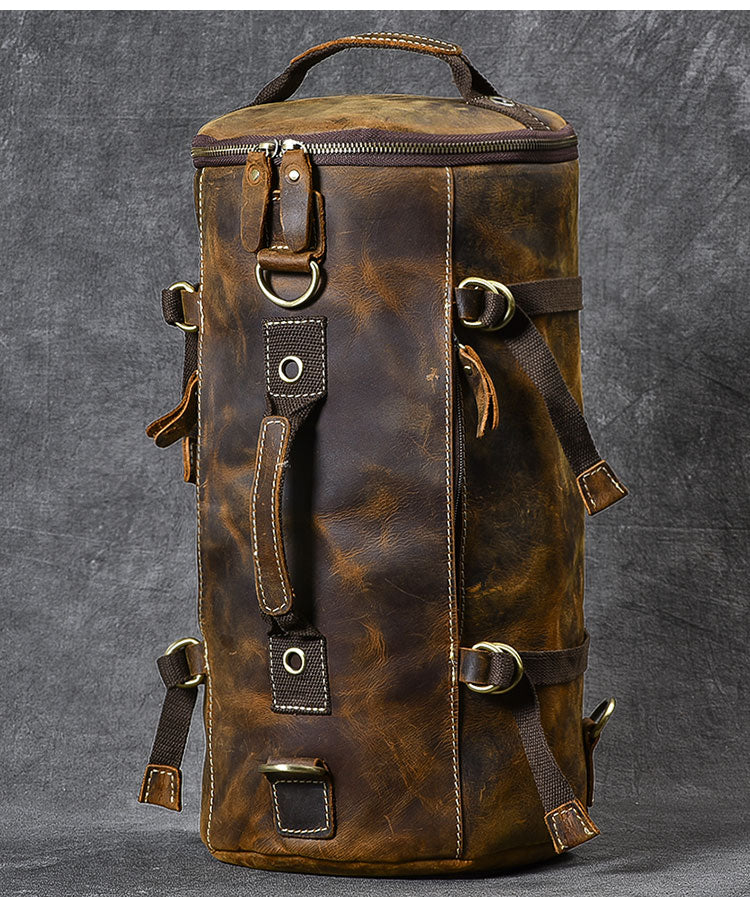 Vintage Leather Shoulder Men's Backpack - Image 13