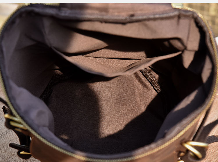 Vintage Leather Shoulder Men's Backpack - Image 9