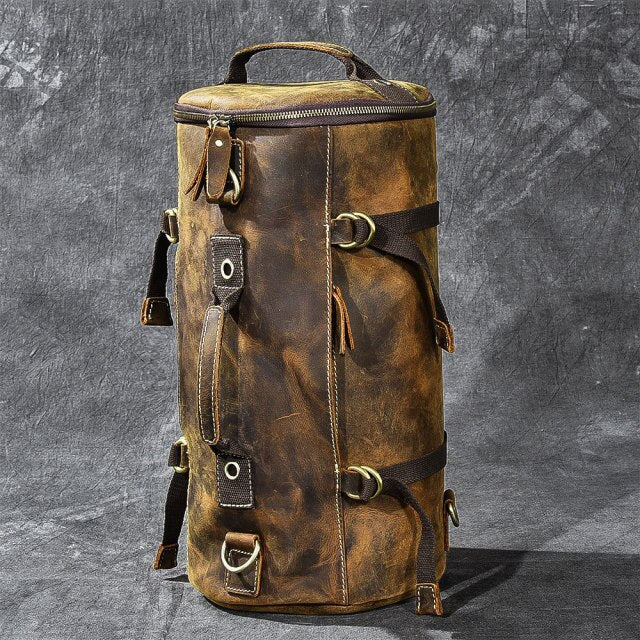 Vintage Leather Shoulder Men's Backpack - Image 5