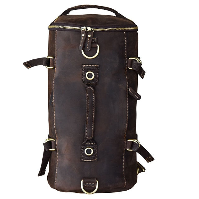 Vintage Leather Shoulder Men's Backpack - Image 16
