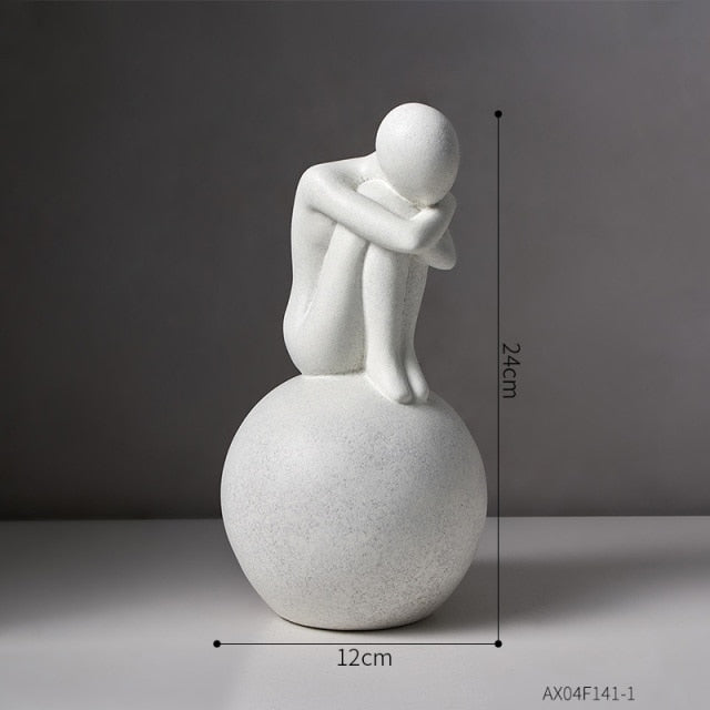 Nordic Abstract Thinker Resin Statue Sculpture - Image 21