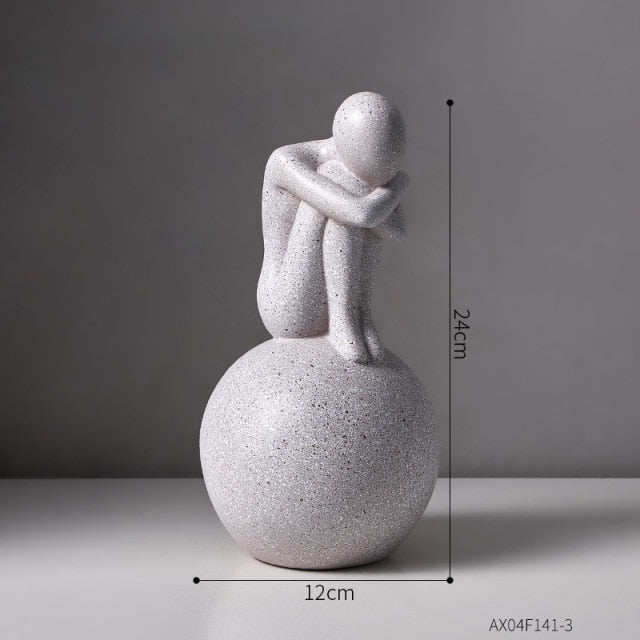 Nordic Abstract Thinker Resin Statue Sculpture - Image 2