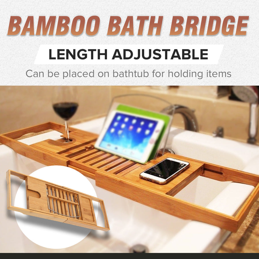 Retractable Bamboo Bathtub Shelf Bridge - Image 6