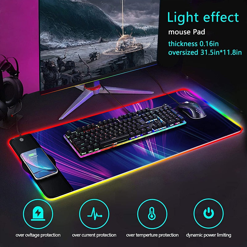 Wireless Charging RGB Luminous Mouse Mat - Image 1