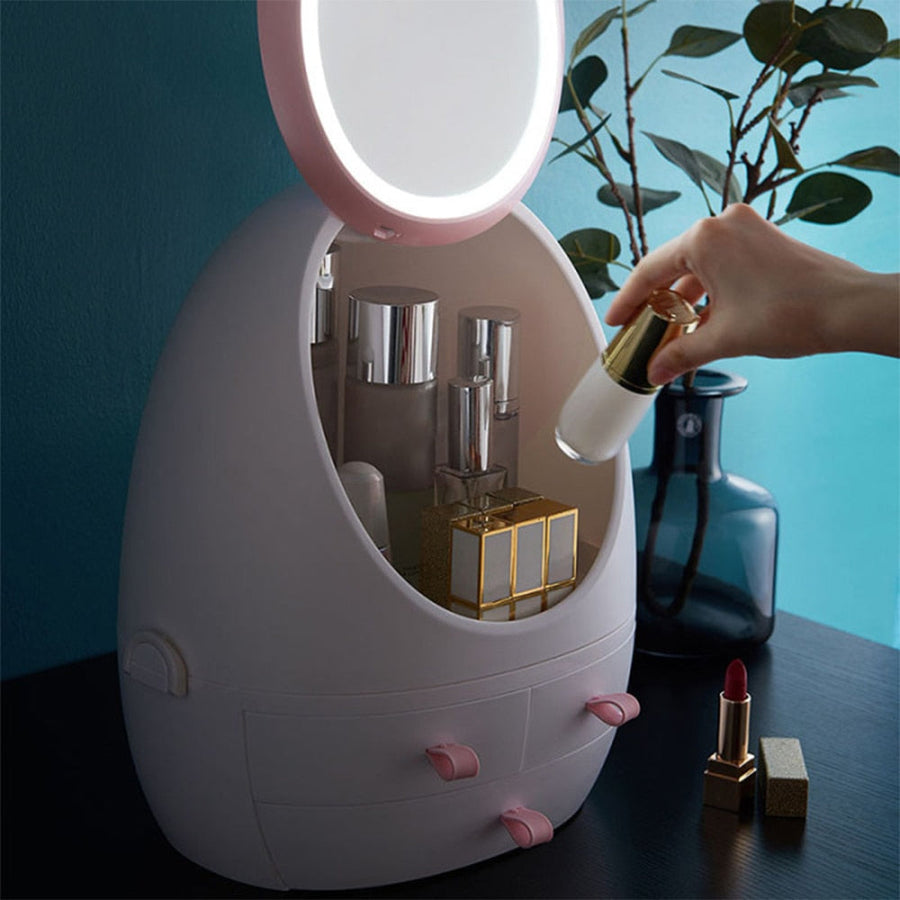 LED Light Mirror Cosmetic Makeup Storage Box - Image 5
