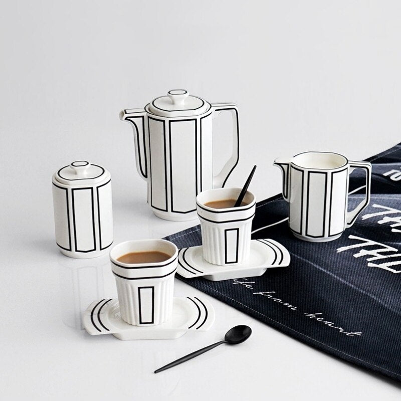 2D Art Ceramic Korean Style Coffee Set - Image 1