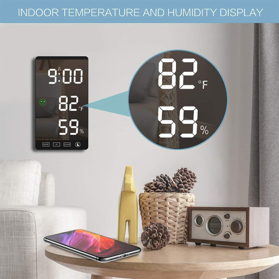 LED Touch Mirror Digital Alarm Clock - Image 1