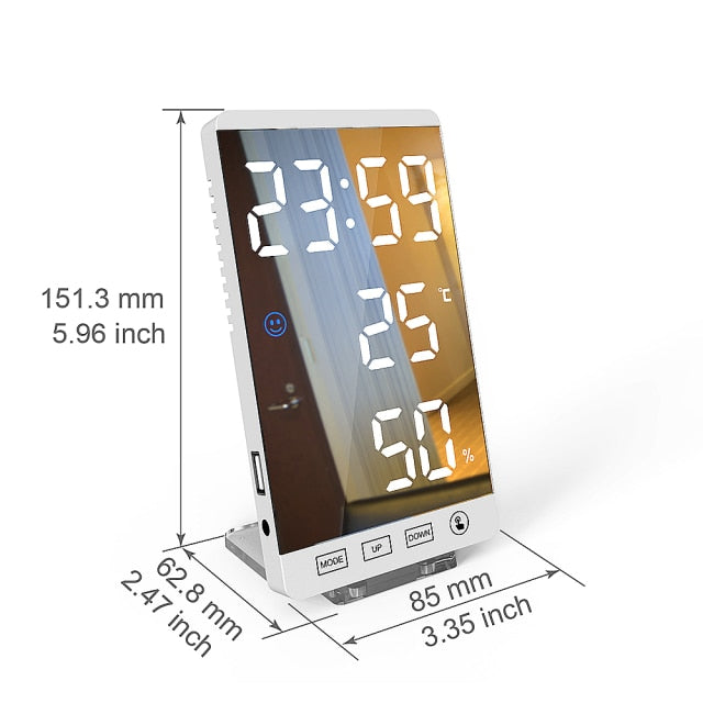 LED Touch Mirror Digital Alarm Clock - Image 3
