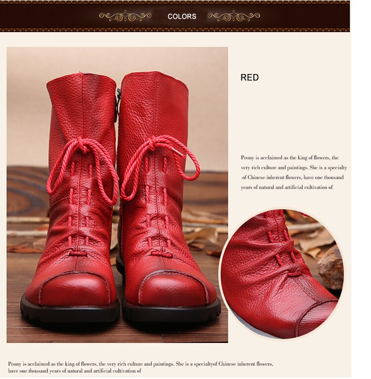 Vintage Look Winter Low Heel Casual Female Short Boots - Image 5