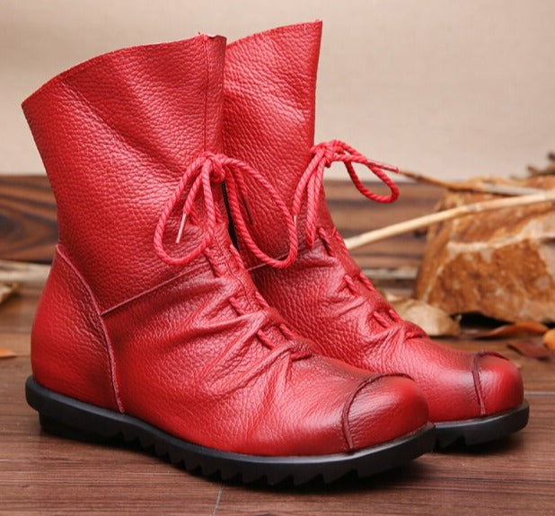 Vintage Look Winter Low Heel Casual Female Short Boots - Image 10