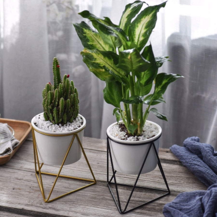 Nordic Style Geometric Iron Rack Flower Pots - Image 3