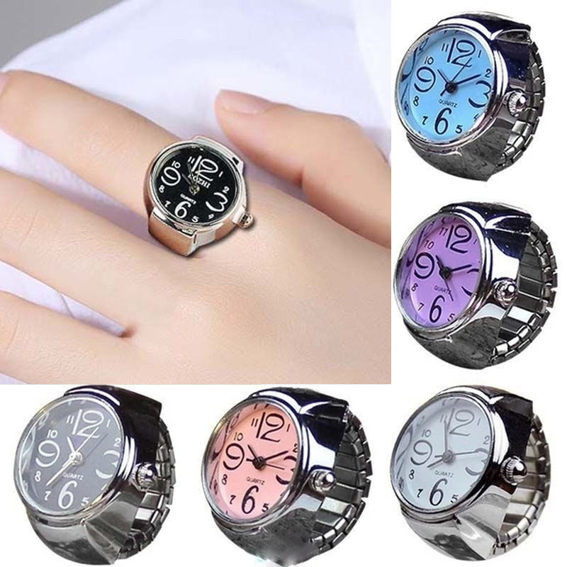 Creative Quartz Stainless Steel Watch Ring - Image 1