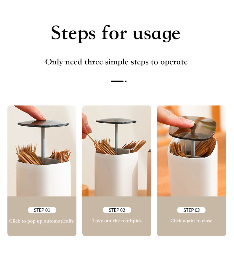 Elegant Pop-Up Toothpick Cotton Swab Storage Dispenser - Image 6