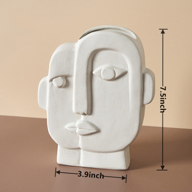 Nordic Modern Ceramic Art Face Vase - Image 3
