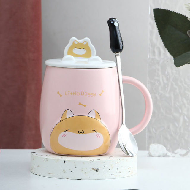 Cute Cartoon Kitty Mug Set - Image 1