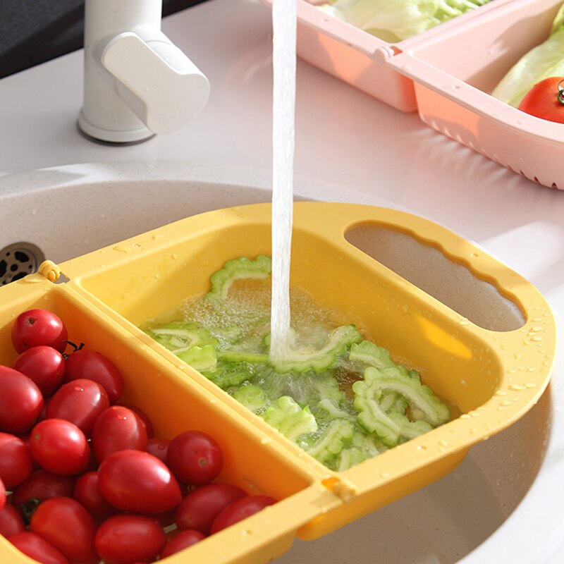 Collapsible Folding Fruit Vegetable Washing Drainer Basket - Image 1