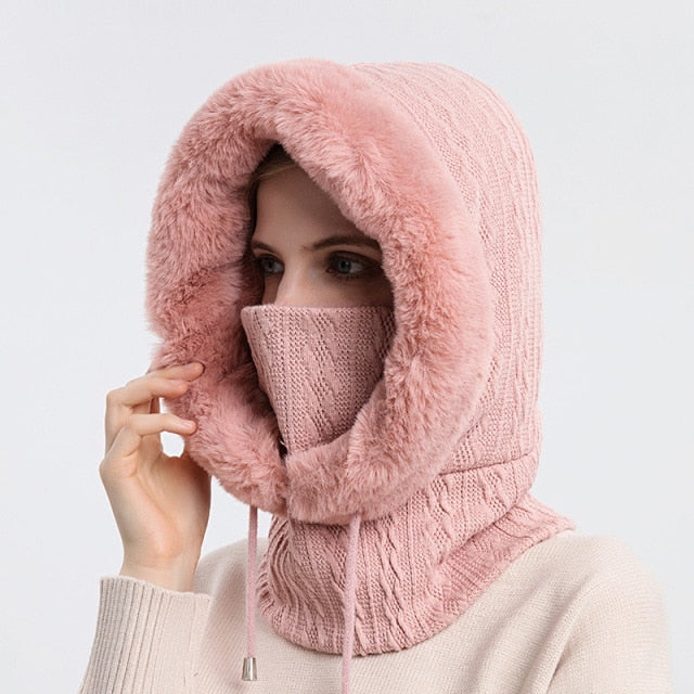 Winter Hooded Warm Thick Mask Hat - Image 1
