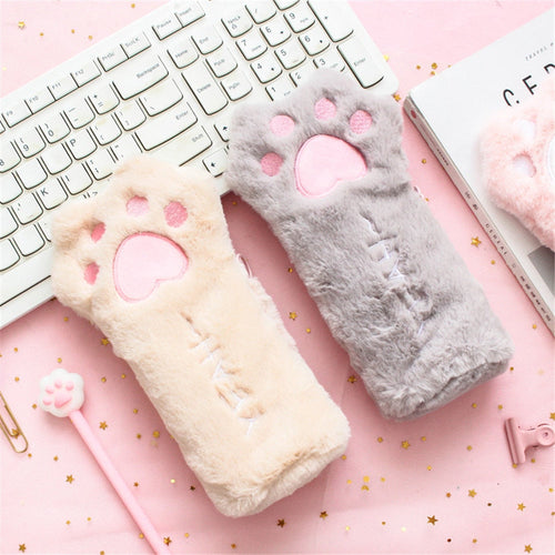 Cute Cat Paw Plush Pencil Bag - Image 0
