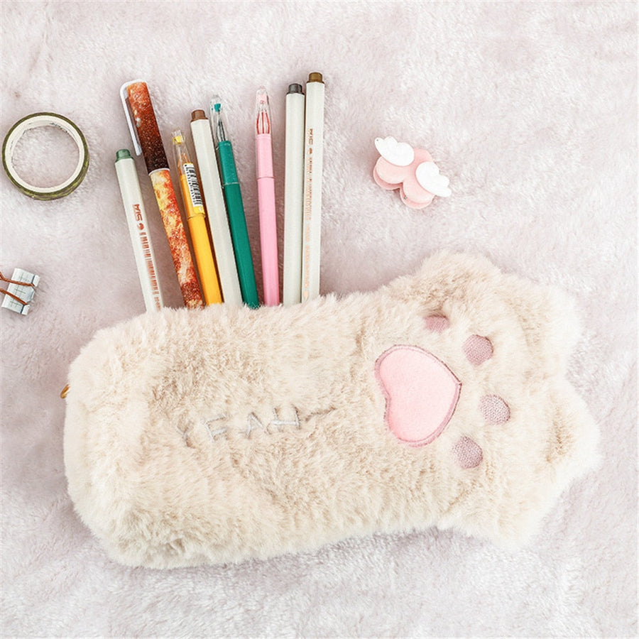 Cute Cat Paw Plush Pencil Bag - Image 6