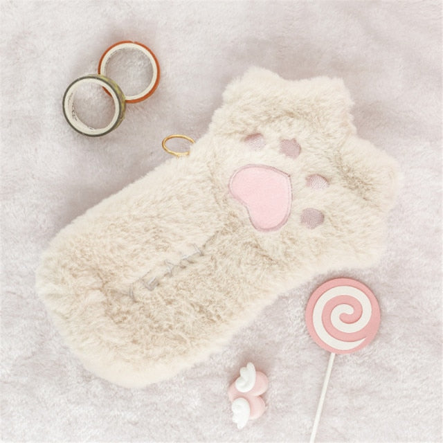 Cute Cat Paw Plush Pencil Bag - Image 2