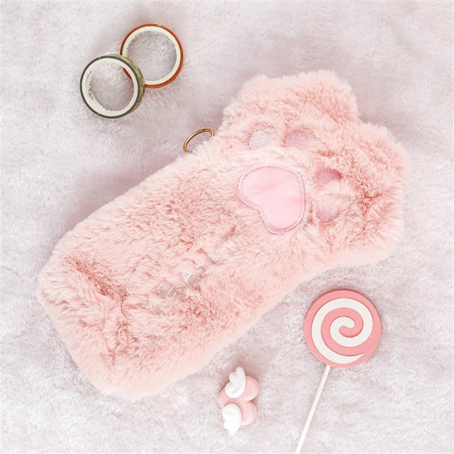 Cute Cat Paw Plush Pencil Bag - Image 13