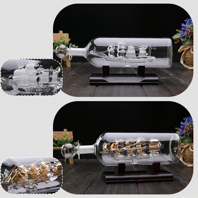Vintage Ship in a Bottle Glass Boat Home Decor - Image 8