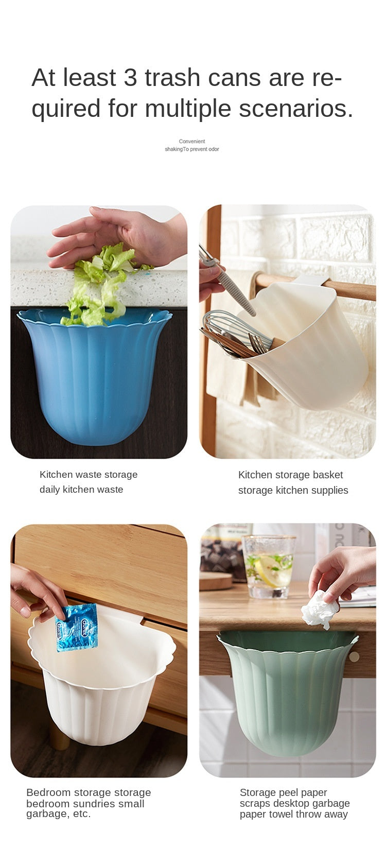 Nordic Flower Shape Hanging Trash Can - Image 4
