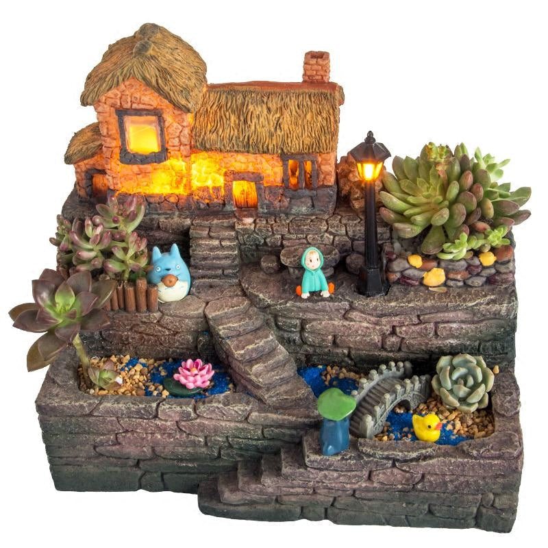 Resin Creative Landscape Cozy House Plants Vase - Image 1