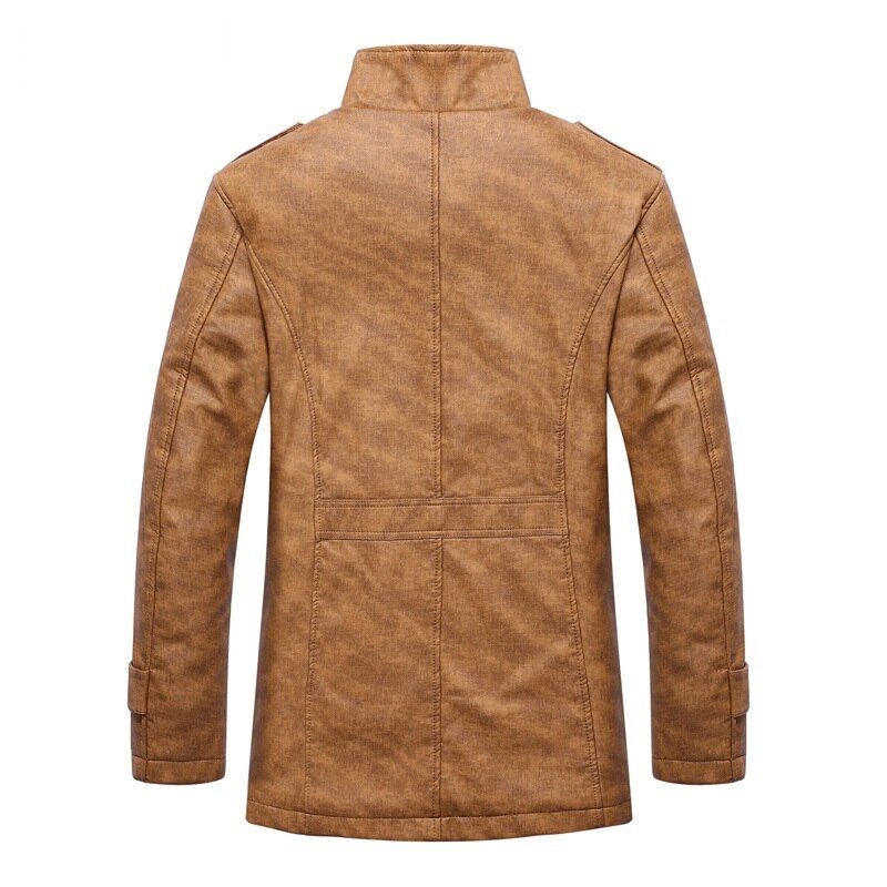 Windbreaker Leather Long Coats Jacket for Men - Image 9
