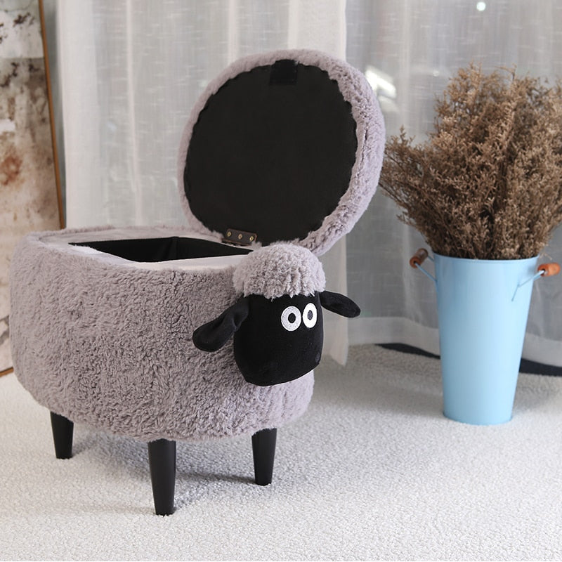 Fluffy Sheep Ottoman Organizer with Storage - Image 6