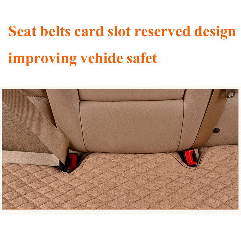 Linen Fabric Four Seasons Breathable Car Seat Cover - Image 2