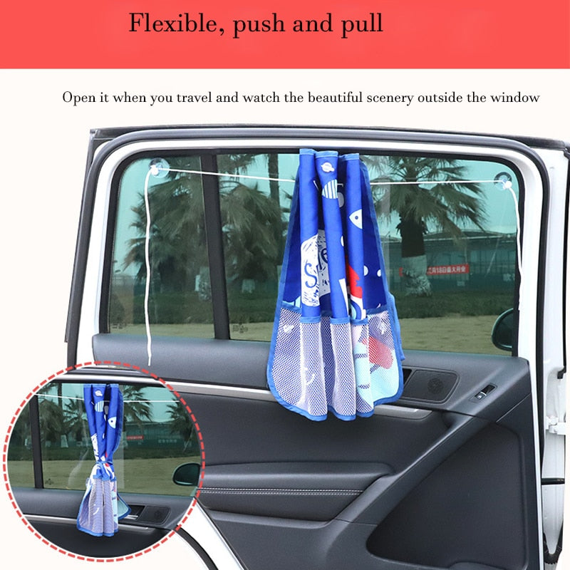 Universal Retractable Car Kids Sunshade Organizer - Image 4