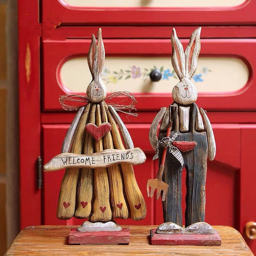 Wooden Retro Easter Bunny Outdoor Ornament - Image 0