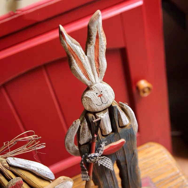 Wooden Retro Easter Bunny Outdoor Ornament - Image 5