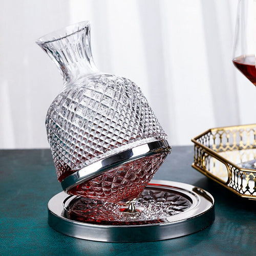 Elegant Crystal Spinning Glass Wine Decanter - Image 0