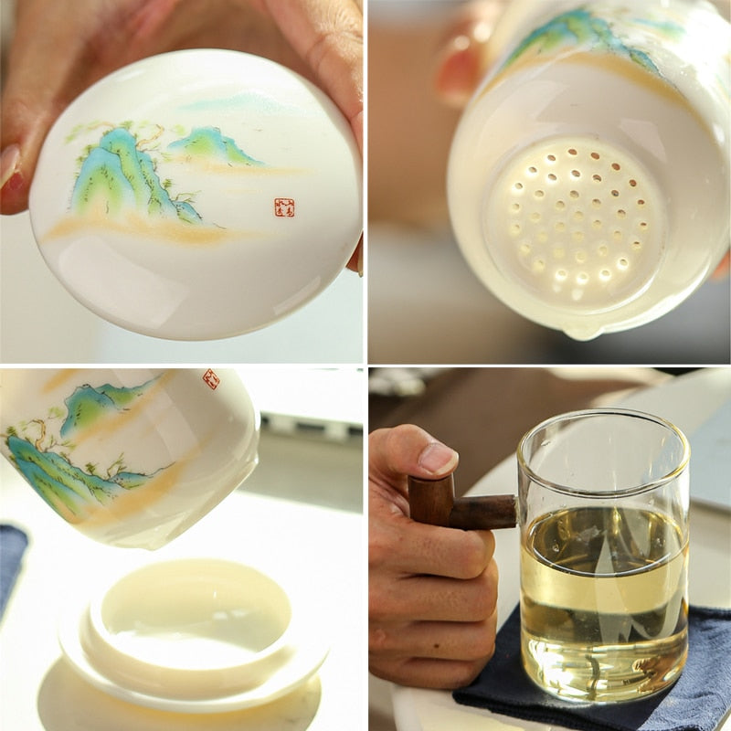 Creative Separated Tea Filter Ceramic Cup Set - Image 5
