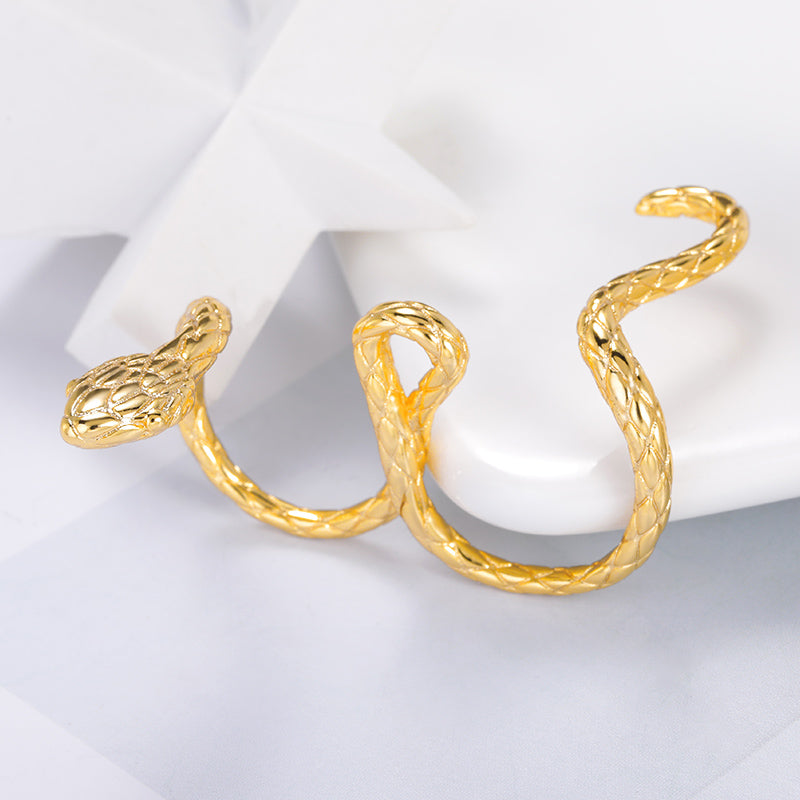 Snake Shape Resizable Two Finger Ring - Image 4
