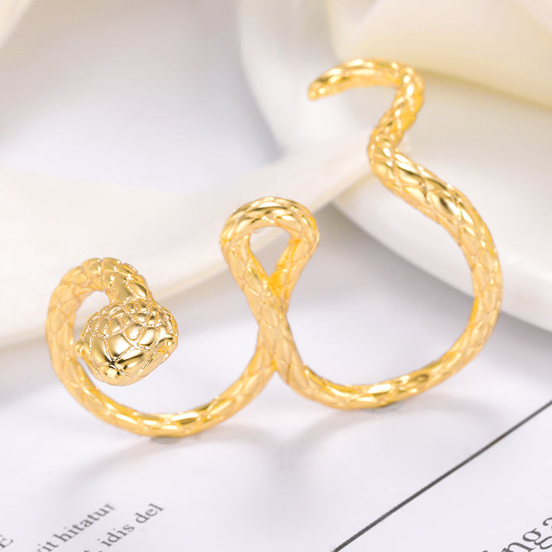 Snake Shape Resizable Two Finger Ring - Image 2