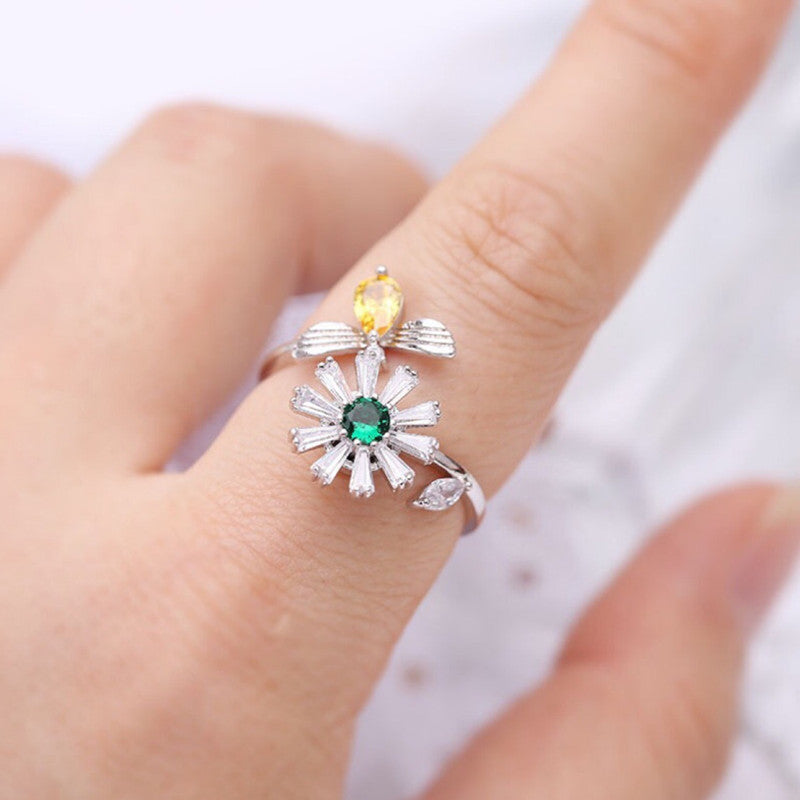 Elegant Sunflower Sunshine Rotating Ring - Image 2
