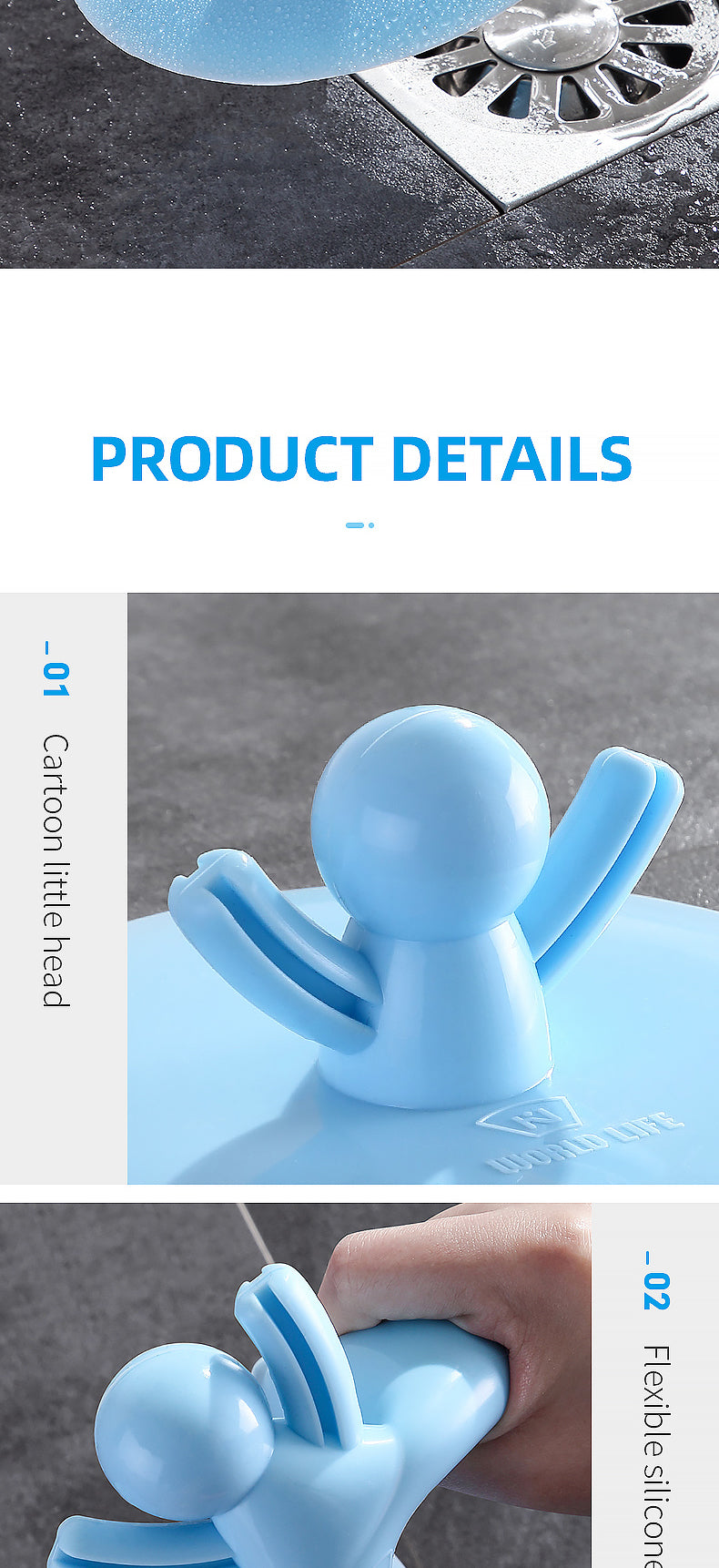Blue Man Simple Silicone Drain Cover - Image 1