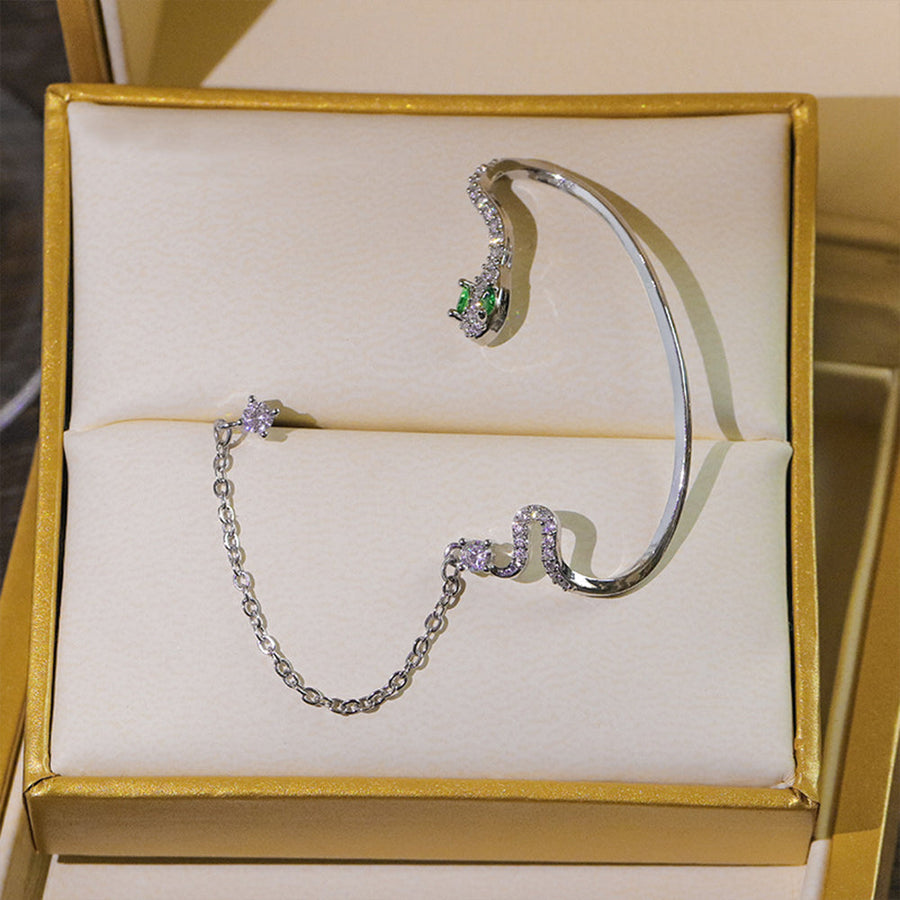 Ear Clip Dangle Snake Hoop Earrings - Image 6