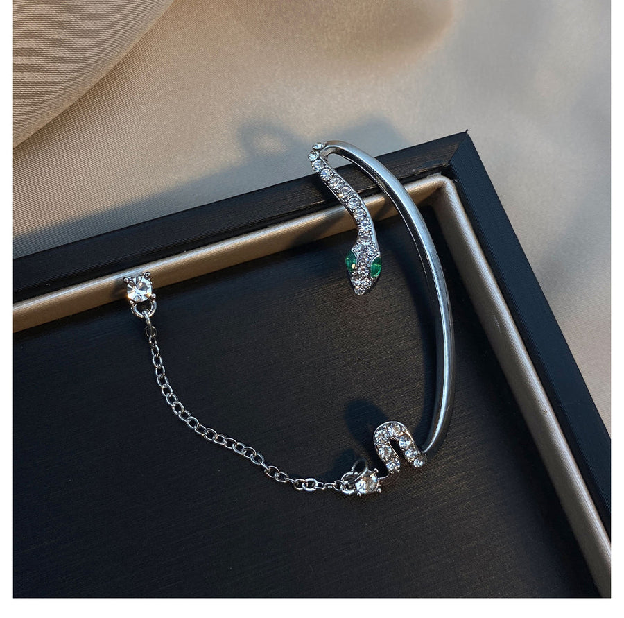 Ear Clip Dangle Snake Hoop Earrings - Image 8