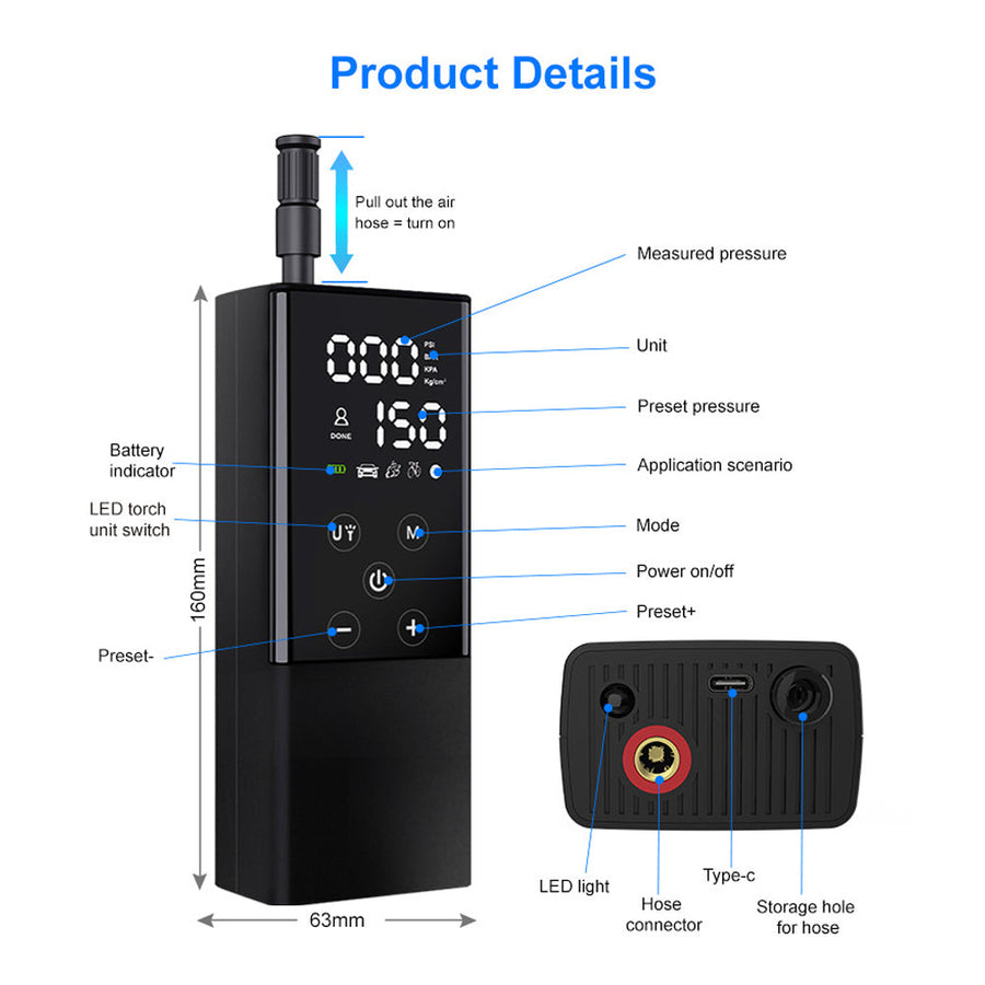 Portable Touchscreen Electric Cordless Tire Inflator - Image 3
