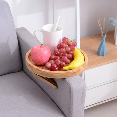 Creative Clip-On Bamboo Sofa Armrest Tray - Image 0