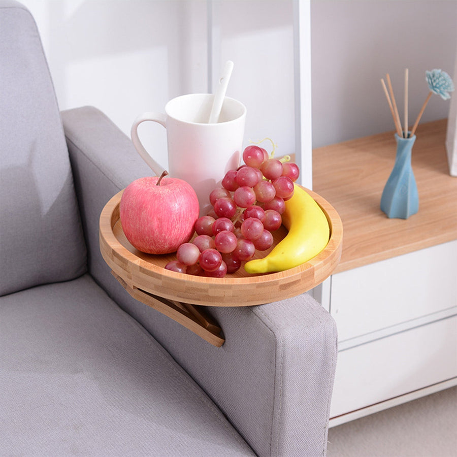 Creative Clip-On Bamboo Sofa Armrest Tray - Image 0