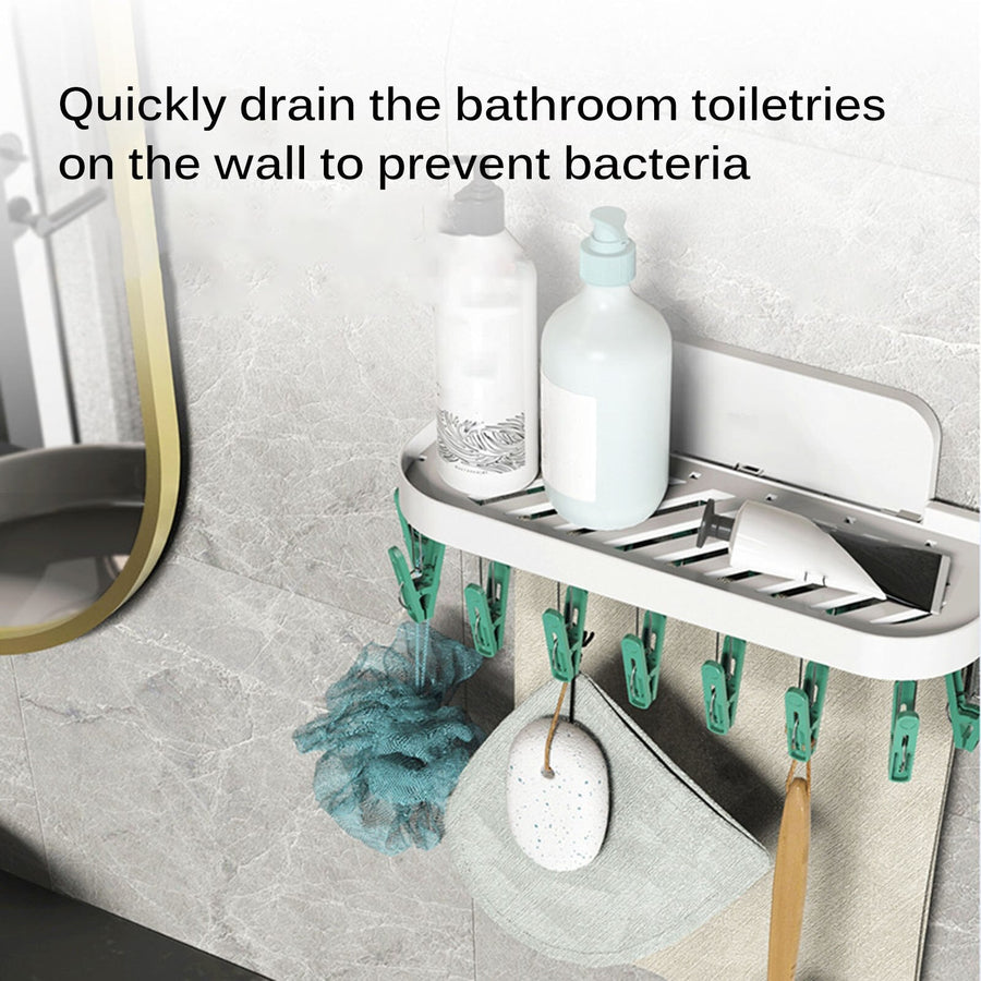 Wall-Mounted Hooks Bathroom Drying Rack - Image 1