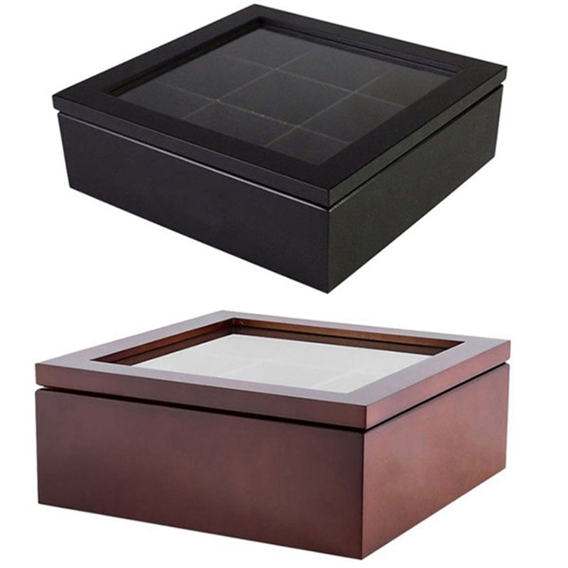 Large Grid Caddy Wood Tea Storage box - Image 1