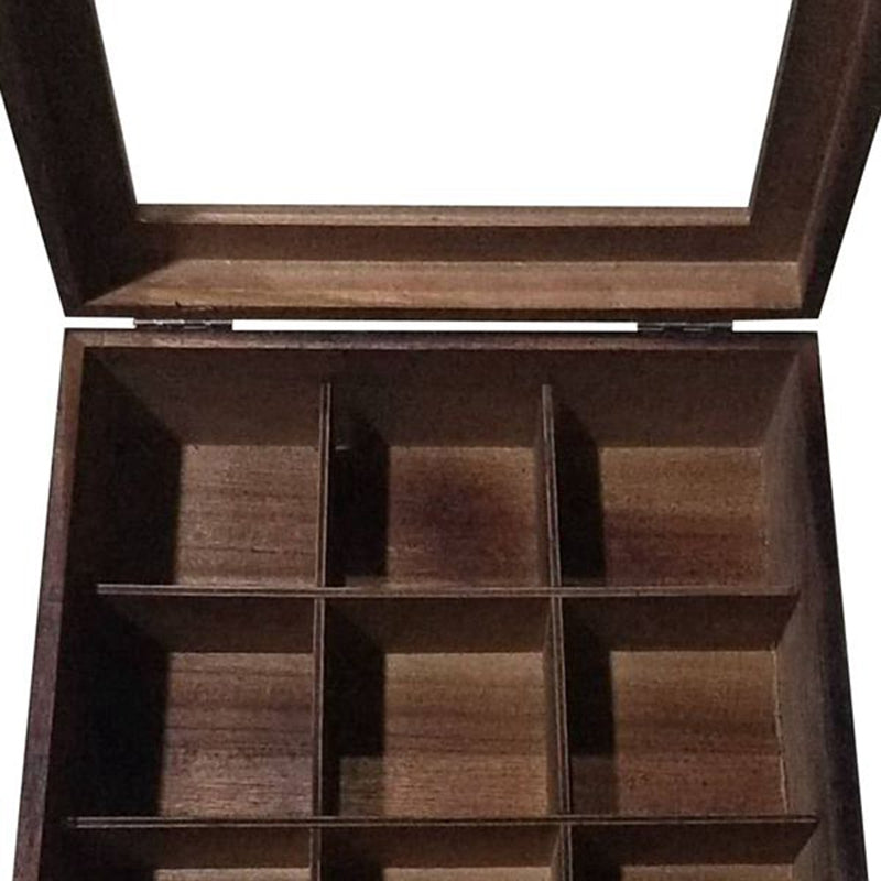 Large Grid Caddy Wood Tea Storage box - Image 2