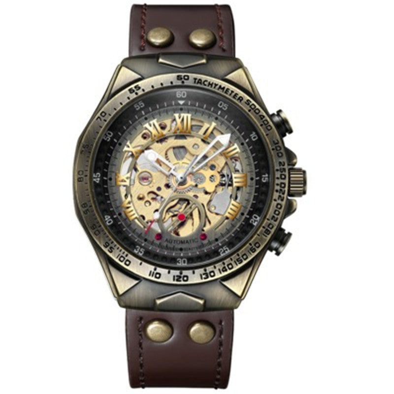 Steampunk Mechanical Retro Leather Men Watches - Image 4