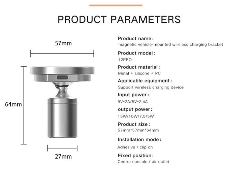 Rotating Car Wireless Charger Magnetic Phone Holder - Image 9